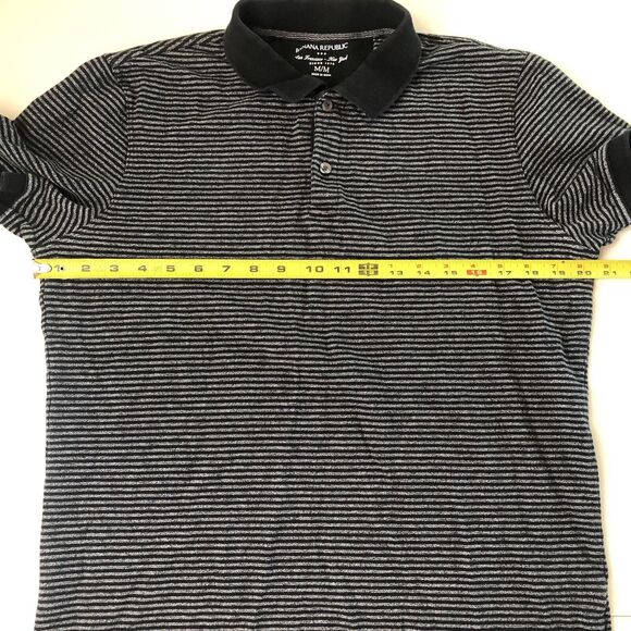 Banana Republic Mens San Francisco New York Label Black Striped Polo Size Medium - Picture 5 of 12